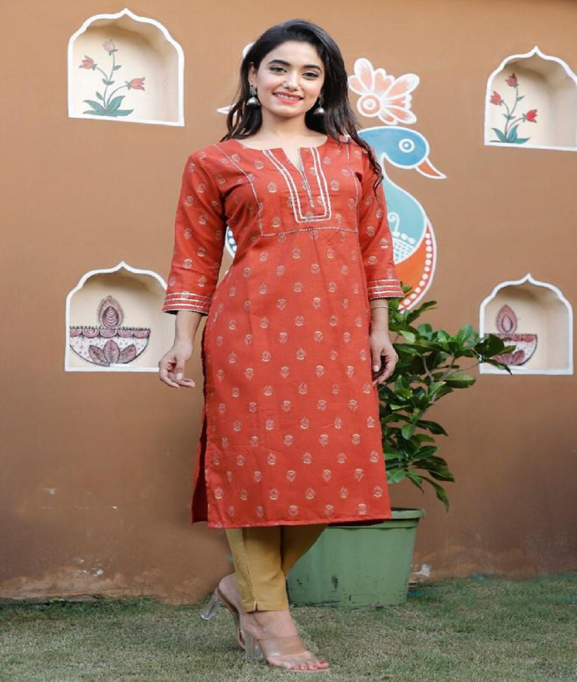 Kurti with Gota lace with pant